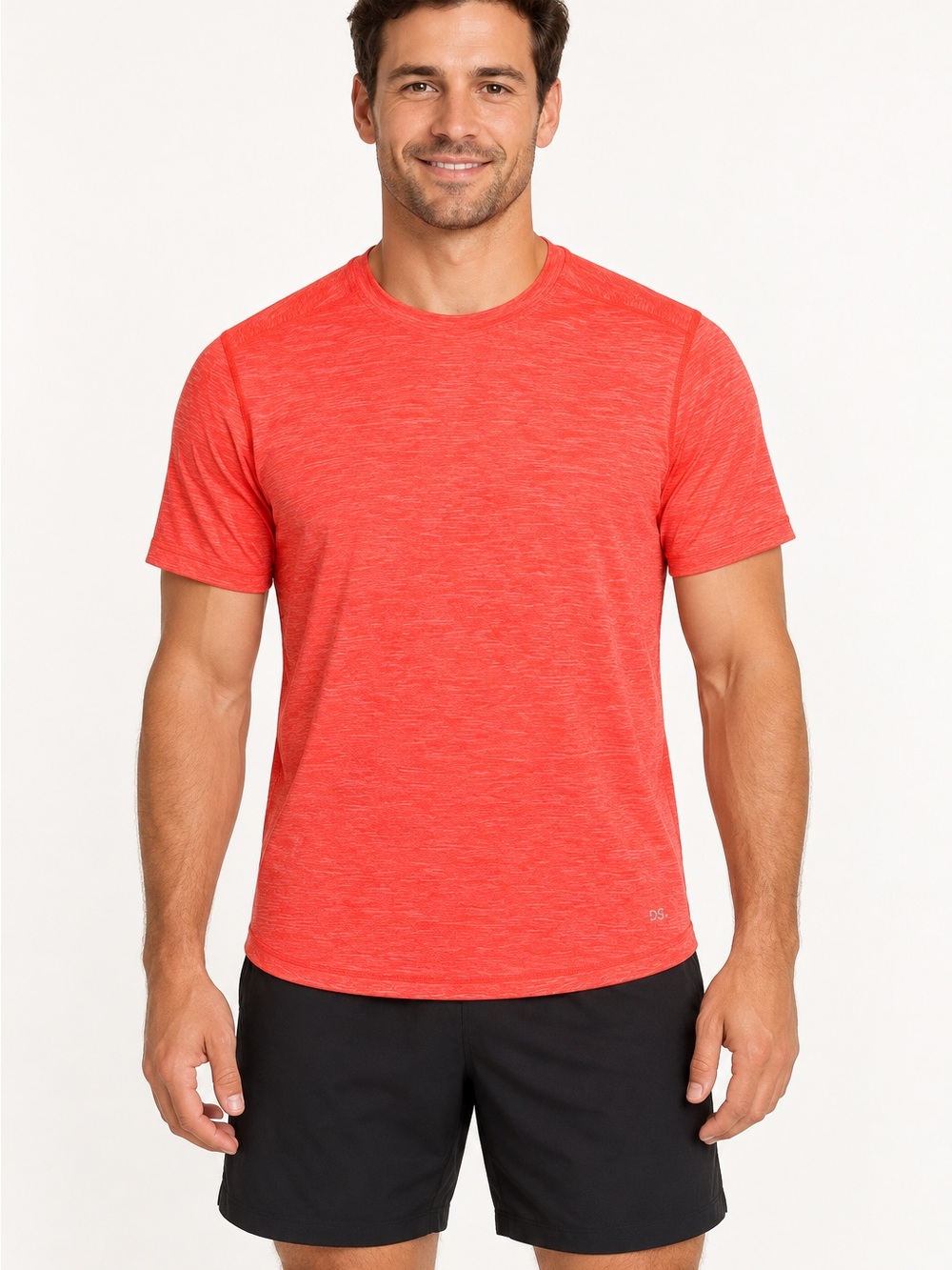Champion Men's Heathered Coral Red Short Sleeve Crew Tee